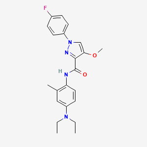 molecular formula C22H25FN4O2 B6529921 N-[4-(diethylamino)-2-methylphenyl]-1-(4-fluorophenyl)-4-methoxy-1H-pyrazole-3-carboxamide CAS No. 1020455-30-4