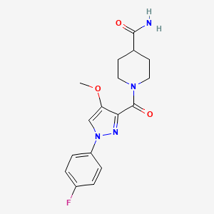 molecular formula C17H19FN4O3 B6529937 1-[1-(4-fluorophenyl)-4-methoxy-1H-pyrazole-3-carbonyl]piperidine-4-carboxamide CAS No. 1019096-51-5