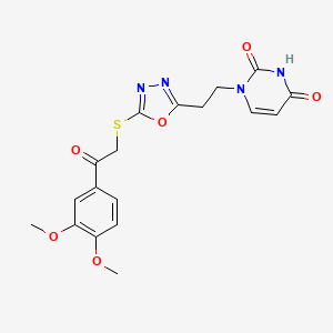 molecular formula C18H18N4O6S B6529950 1-[2-(5-{[2-(3,4-dimethoxyphenyl)-2-oxoethyl]sulfanyl}-1,3,4-oxadiazol-2-yl)ethyl]-1,2,3,4-tetrahydropyrimidine-2,4-dione CAS No. 946240-66-0