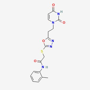 molecular formula C17H17N5O4S B6529952 2-({5-[2-(2,4-dioxo-1,2,3,4-tetrahydropyrimidin-1-yl)ethyl]-1,3,4-oxadiazol-2-yl}sulfanyl)-N-(2-methylphenyl)acetamide CAS No. 946276-84-2