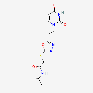 molecular formula C13H17N5O4S B6529956 2-({5-[2-(2,4-dioxo-1,2,3,4-tetrahydropyrimidin-1-yl)ethyl]-1,3,4-oxadiazol-2-yl}sulfanyl)-N-(propan-2-yl)acetamide CAS No. 946307-08-0