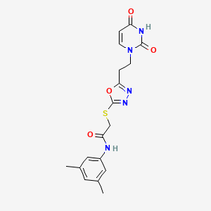 molecular formula C18H19N5O4S B6529972 N-(3,5-dimethylphenyl)-2-({5-[2-(2,4-dioxo-1,2,3,4-tetrahydropyrimidin-1-yl)ethyl]-1,3,4-oxadiazol-2-yl}sulfanyl)acetamide CAS No. 946240-94-4