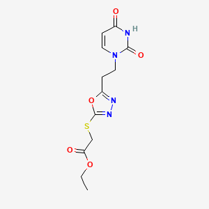 ethyl 2-({5-[2-(2,4-dioxo-1,2,3,4-tetrahydropyrimidin-1-yl)ethyl]-1,3,4-oxadiazol-2-yl}sulfanyl)acetate