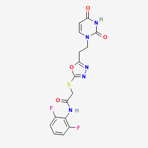 molecular formula C16H13F2N5O4S B6529994 N-(2,6-difluorophenyl)-2-({5-[2-(2,4-dioxo-1,2,3,4-tetrahydropyrimidin-1-yl)ethyl]-1,3,4-oxadiazol-2-yl}sulfanyl)acetamide CAS No. 946307-43-3