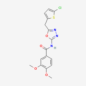 molecular formula C16H14ClN3O4S B6530002 N-{5-[(5-chlorothiophen-2-yl)methyl]-1,3,4-oxadiazol-2-yl}-3,4-dimethoxybenzamide CAS No. 946277-16-3