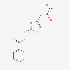 molecular formula C14H14N2O2S2 B6530013 N-methyl-2-{2-[(2-oxo-2-phenylethyl)sulfanyl]-1,3-thiazol-4-yl}acetamide CAS No. 946241-28-7