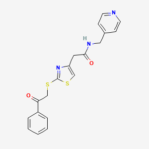 molecular formula C19H17N3O2S2 B6530052 2-{2-[(2-oxo-2-phenylethyl)sulfanyl]-1,3-thiazol-4-yl}-N-[(pyridin-4-yl)methyl]acetamide CAS No. 946199-26-4