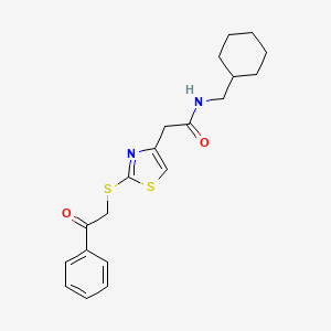 molecular formula C20H24N2O2S2 B6530059 N-(cyclohexylmethyl)-2-{2-[(2-oxo-2-phenylethyl)sulfanyl]-1,3-thiazol-4-yl}acetamide CAS No. 946199-34-4