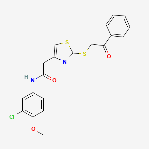 molecular formula C20H17ClN2O3S2 B6530065 N-(3-chloro-4-methoxyphenyl)-2-{2-[(2-oxo-2-phenylethyl)sulfanyl]-1,3-thiazol-4-yl}acetamide CAS No. 946199-36-6