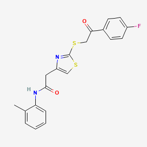 molecular formula C20H17FN2O2S2 B6530076 2-(2-{[2-(4-fluorophenyl)-2-oxoethyl]sulfanyl}-1,3-thiazol-4-yl)-N-(2-methylphenyl)acetamide CAS No. 946199-54-8