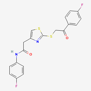 molecular formula C19H14F2N2O2S2 B6530091 N-(4-fluorophenyl)-2-(2-{[2-(4-fluorophenyl)-2-oxoethyl]sulfanyl}-1,3-thiazol-4-yl)acetamide CAS No. 946199-58-2