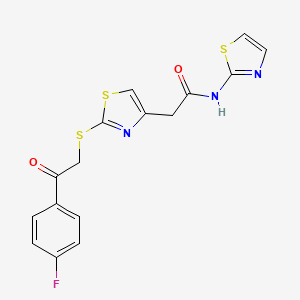 molecular formula C16H12FN3O2S3 B6530119 2-(2-{[2-(4-fluorophenyl)-2-oxoethyl]sulfanyl}-1,3-thiazol-4-yl)-N-(1,3-thiazol-2-yl)acetamide CAS No. 946199-83-3