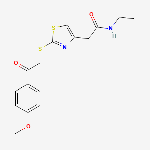 molecular formula C16H18N2O3S2 B6530140 N-ethyl-2-(2-{[2-(4-methoxyphenyl)-2-oxoethyl]sulfanyl}-1,3-thiazol-4-yl)acetamide CAS No. 946200-04-0