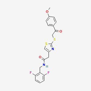 molecular formula C21H18F2N2O3S2 B6530156 N-[(2,6-difluorophenyl)methyl]-2-(2-{[2-(4-methoxyphenyl)-2-oxoethyl]sulfanyl}-1,3-thiazol-4-yl)acetamide CAS No. 946200-16-4