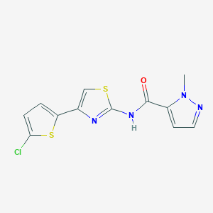 molecular formula C12H9ClN4OS2 B6530172 N-[4-(5-chlorothiophen-2-yl)-1,3-thiazol-2-yl]-1-methyl-1H-pyrazole-5-carboxamide CAS No. 1019096-69-5
