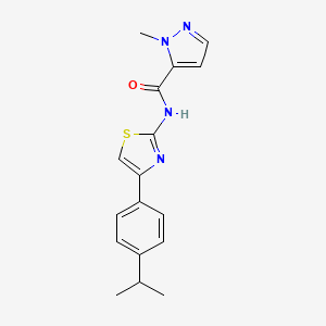 molecular formula C17H18N4OS B6530174 1-methyl-N-{4-[4-(propan-2-yl)phenyl]-1,3-thiazol-2-yl}-1H-pyrazole-5-carboxamide CAS No. 1019096-73-1