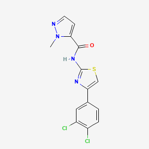 molecular formula C14H10Cl2N4OS B6530194 N-[4-(3,4-dichlorophenyl)-1,3-thiazol-2-yl]-1-methyl-1H-pyrazole-5-carboxamide CAS No. 1019096-79-7