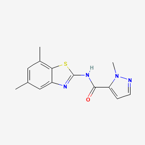 molecular formula C14H14N4OS B6530221 N-(5,7-dimethyl-1,3-benzothiazol-2-yl)-1-methyl-1H-pyrazole-5-carboxamide CAS No. 1019096-92-4