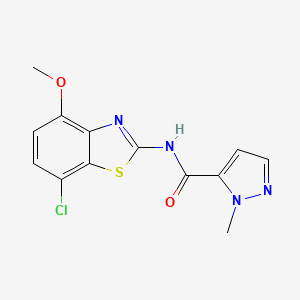 molecular formula C13H11ClN4O2S B6530237 N-(7-chloro-4-methoxy-1,3-benzothiazol-2-yl)-1-methyl-1H-pyrazole-5-carboxamide CAS No. 1019097-00-7