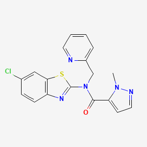 molecular formula C18H14ClN5OS B6530270 N-(6-chloro-1,3-benzothiazol-2-yl)-1-methyl-N-[(pyridin-2-yl)methyl]-1H-pyrazole-5-carboxamide CAS No. 1019097-06-3