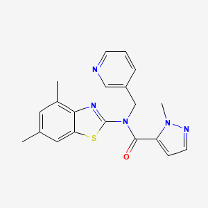 molecular formula C20H19N5OS B6530295 N-(4,6-dimethyl-1,3-benzothiazol-2-yl)-1-methyl-N-[(pyridin-3-yl)methyl]-1H-pyrazole-5-carboxamide CAS No. 1019097-18-7