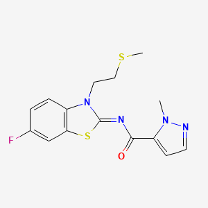 molecular formula C15H15FN4OS2 B6530297 N-[(2E)-6-fluoro-3-[2-(methylsulfanyl)ethyl]-2,3-dihydro-1,3-benzothiazol-2-ylidene]-1-methyl-1H-pyrazole-5-carboxamide CAS No. 1019097-23-4