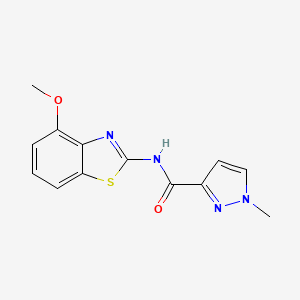 molecular formula C13H12N4O2S B6530315 N-(4-methoxy-1,3-benzothiazol-2-yl)-1-methyl-1H-pyrazole-3-carboxamide CAS No. 1020489-07-9