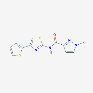 molecular formula C12H10N4OS2 B6530332 1-methyl-N-[4-(thiophen-2-yl)-1,3-thiazol-2-yl]-1H-pyrazole-3-carboxamide CAS No. 1020489-17-1