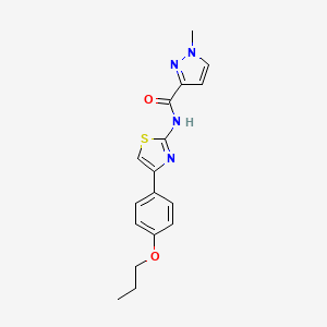 molecular formula C17H18N4O2S B6530335 1-methyl-N-[4-(4-propoxyphenyl)-1,3-thiazol-2-yl]-1H-pyrazole-3-carboxamide CAS No. 1020489-19-3