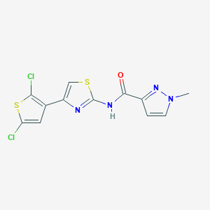 molecular formula C12H8Cl2N4OS2 B6530341 N-[4-(2,5-dichlorothiophen-3-yl)-1,3-thiazol-2-yl]-1-methyl-1H-pyrazole-3-carboxamide CAS No. 1020489-27-3