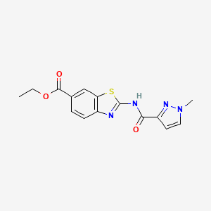 molecular formula C15H14N4O3S B6530375 ethyl 2-(1-methyl-1H-pyrazole-3-amido)-1,3-benzothiazole-6-carboxylate CAS No. 1020489-50-2