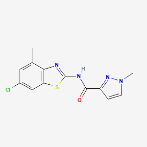 molecular formula C13H11ClN4OS B6530390 N-(6-chloro-4-methyl-1,3-benzothiazol-2-yl)-1-methyl-1H-pyrazole-3-carboxamide CAS No. 1020489-54-6