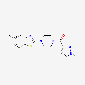 molecular formula C18H21N5OS B6530401 4,5-dimethyl-2-[4-(1-methyl-1H-pyrazole-3-carbonyl)piperazin-1-yl]-1,3-benzothiazole CAS No. 1020489-66-0