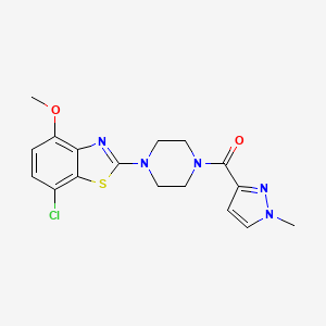 molecular formula C17H18ClN5O2S B6530408 7-chloro-4-methoxy-2-[4-(1-methyl-1H-pyrazole-3-carbonyl)piperazin-1-yl]-1,3-benzothiazole CAS No. 1020489-70-6
