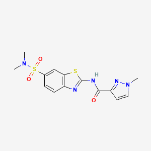 molecular formula C14H15N5O3S2 B6530421 N-[6-(dimethylsulfamoyl)-1,3-benzothiazol-2-yl]-1-methyl-1H-pyrazole-3-carboxamide CAS No. 1020489-74-0