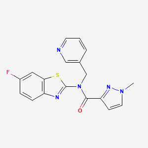 molecular formula C18H14FN5OS B6530440 N-(6-fluoro-1,3-benzothiazol-2-yl)-1-methyl-N-[(pyridin-3-yl)methyl]-1H-pyrazole-3-carboxamide CAS No. 1020489-95-5