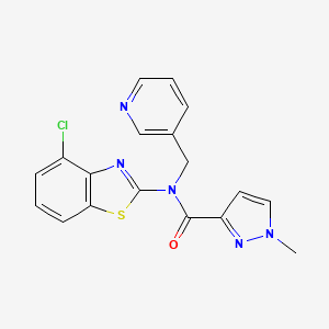 molecular formula C18H14ClN5OS B6530446 N-(4-chloro-1,3-benzothiazol-2-yl)-1-methyl-N-[(pyridin-3-yl)methyl]-1H-pyrazole-3-carboxamide CAS No. 1020489-92-2