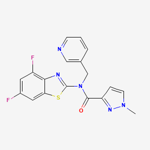 molecular formula C18H13F2N5OS B6530460 N-(4,6-difluoro-1,3-benzothiazol-2-yl)-1-methyl-N-[(pyridin-3-yl)methyl]-1H-pyrazole-3-carboxamide CAS No. 1020489-96-6