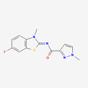 molecular formula C13H11FN4OS B6530473 N-(6-fluoro-3-methyl-2,3-dihydro-1,3-benzothiazol-2-ylidene)-1-methyl-1H-pyrazole-3-carboxamide CAS No. 1020489-97-7