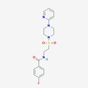 molecular formula C18H21FN4O3S B6530550 4-fluoro-N-(2-{[4-(pyridin-2-yl)piperazin-1-yl]sulfonyl}ethyl)benzamide CAS No. 946201-05-4