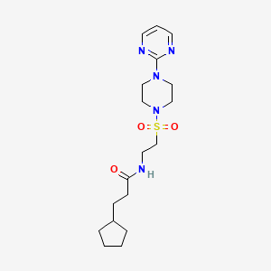 molecular formula C18H29N5O3S B6530677 3-cyclopentyl-N-(2-{[4-(pyrimidin-2-yl)piperazin-1-yl]sulfonyl}ethyl)propanamide CAS No. 946224-50-6