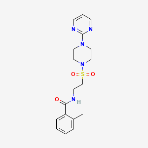 molecular formula C18H23N5O3S B6530688 2-methyl-N-(2-{[4-(pyrimidin-2-yl)piperazin-1-yl]sulfonyl}ethyl)benzamide CAS No. 946224-67-5