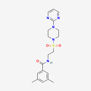 molecular formula C19H25N5O3S B6530702 3,5-dimethyl-N-(2-{[4-(pyrimidin-2-yl)piperazin-1-yl]sulfonyl}ethyl)benzamide CAS No. 946224-77-7