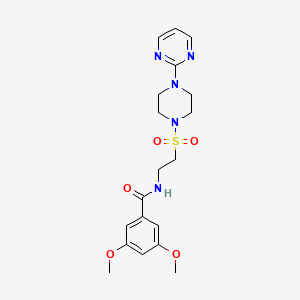 molecular formula C19H25N5O5S B6530734 3,5-dimethoxy-N-(2-{[4-(pyrimidin-2-yl)piperazin-1-yl]sulfonyl}ethyl)benzamide CAS No. 946225-07-6