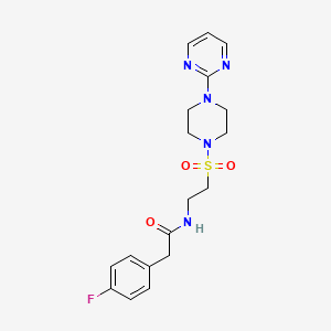molecular formula C18H22FN5O3S B6530883 2-(4-fluorophenyl)-N-(2-{[4-(pyrimidin-2-yl)piperazin-1-yl]sulfonyl}ethyl)acetamide CAS No. 946226-29-5