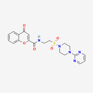 molecular formula C20H21N5O5S B6530917 4-oxo-N-(2-{[4-(pyrimidin-2-yl)piperazin-1-yl]sulfonyl}ethyl)-4H-chromene-2-carboxamide CAS No. 946226-72-8