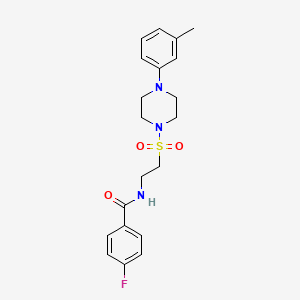 molecular formula C20H24FN3O3S B6530959 4-fluoro-N-(2-{[4-(3-methylphenyl)piperazin-1-yl]sulfonyl}ethyl)benzamide CAS No. 946227-32-3