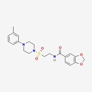 molecular formula C21H25N3O5S B6530964 N-(2-{[4-(3-methylphenyl)piperazin-1-yl]sulfonyl}ethyl)-2H-1,3-benzodioxole-5-carboxamide CAS No. 946227-28-7