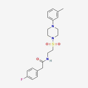 molecular formula C21H26FN3O3S B6530998 2-(4-fluorophenyl)-N-(2-{[4-(3-methylphenyl)piperazin-1-yl]sulfonyl}ethyl)acetamide CAS No. 946203-32-3