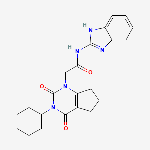 molecular formula C22H25N5O3 B6531064 N-(1H-1,3-benzodiazol-2-yl)-2-{3-cyclohexyl-2,4-dioxo-1H,2H,3H,4H,5H,6H,7H-cyclopenta[d]pyrimidin-1-yl}acetamide CAS No. 946203-99-2